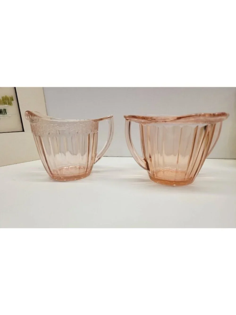 Jeannette Vintage Pink Depression Glass Adam Sugar Bowl & Creamer Set